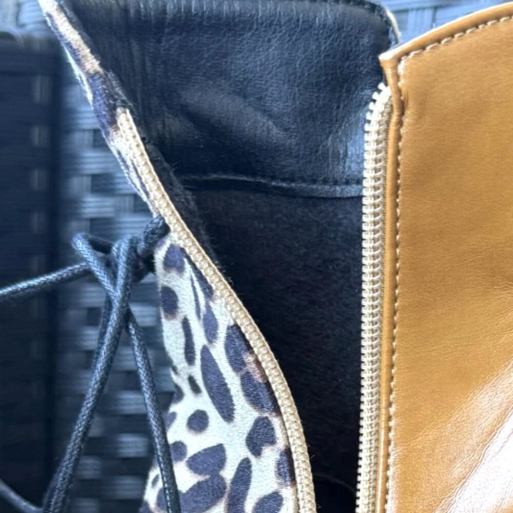 Women's Lace Ankle Boots Leopard Print High Stiletto Heels Zipper EU 38 US 7.5-8 - Picture 7 of 16